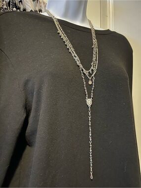 Stella & Dot Silver Multi-Strand Lariat Necklace - Elegant Women’s Jewelry